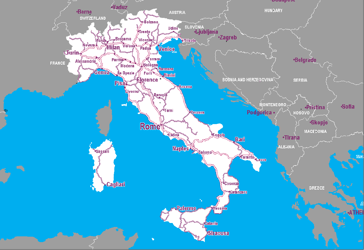 Венеция на карте Италии. Рим на карте Италии. Италия на карте Европы.